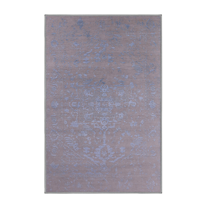 Tapis oriental bleu / gris Shavon, Rectangle 5 pi x 7 pi