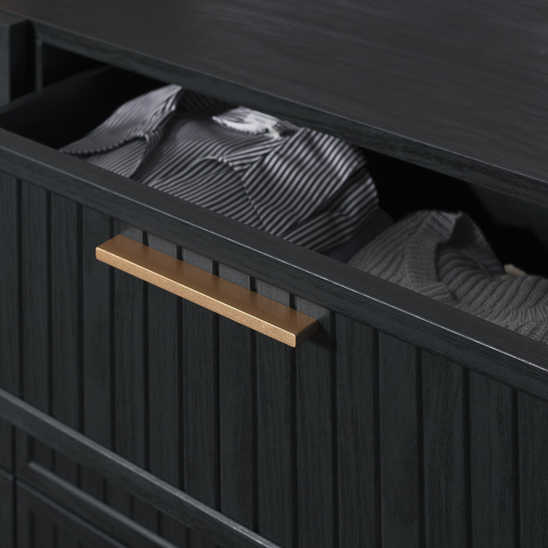 Starns 63.1'' W 6 - Drawer Dresser, Black/Gold