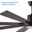 Ventilateur de plafond à DEL 72 po en noyer avec 8 pales en bois, télécommande, température de couleur réglable pour le salon, la chambre à coucher ou la salle à manger (silencieux / 6 vitesses / réversible / moteur à courant continu)-739773713-739773727