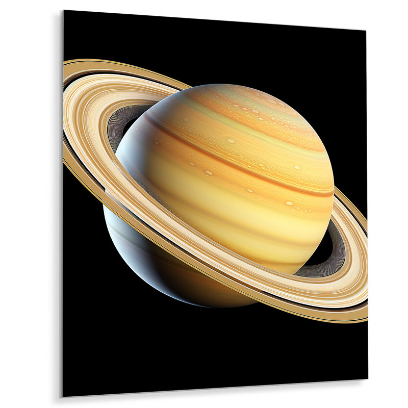 Beige et noir, planète Saturne, H 20 po x l 12 po x P 1 po