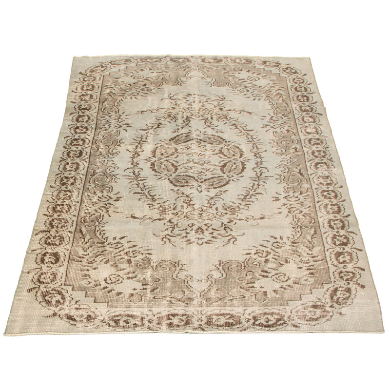 Tapis intérieur de la laine 5 pi 6 po x 9 pi 2 po à la main one-of-kind-noué la 1980 Overdyed