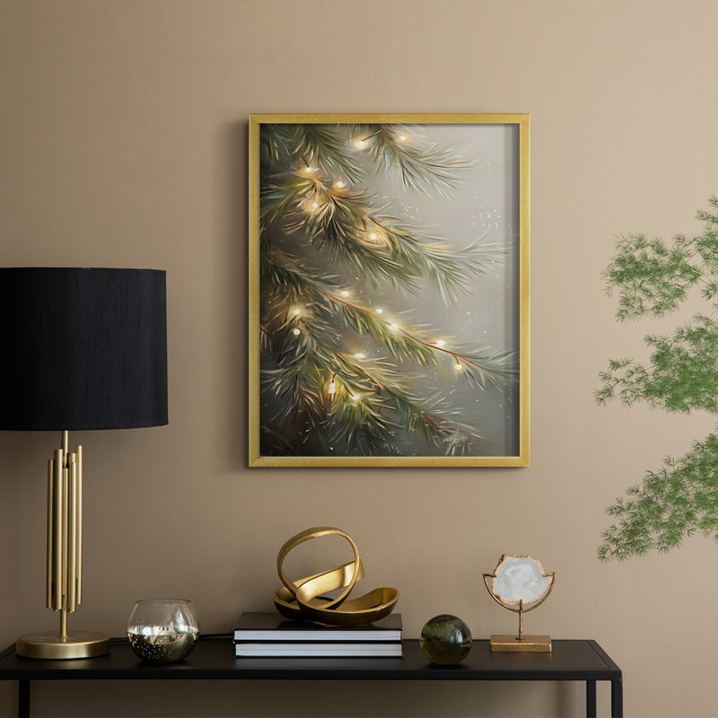 Art de Noël des Fêtes - série 2-XLI, reproduction encadrée - bois massif, H 21 po x l 17 po, Doré