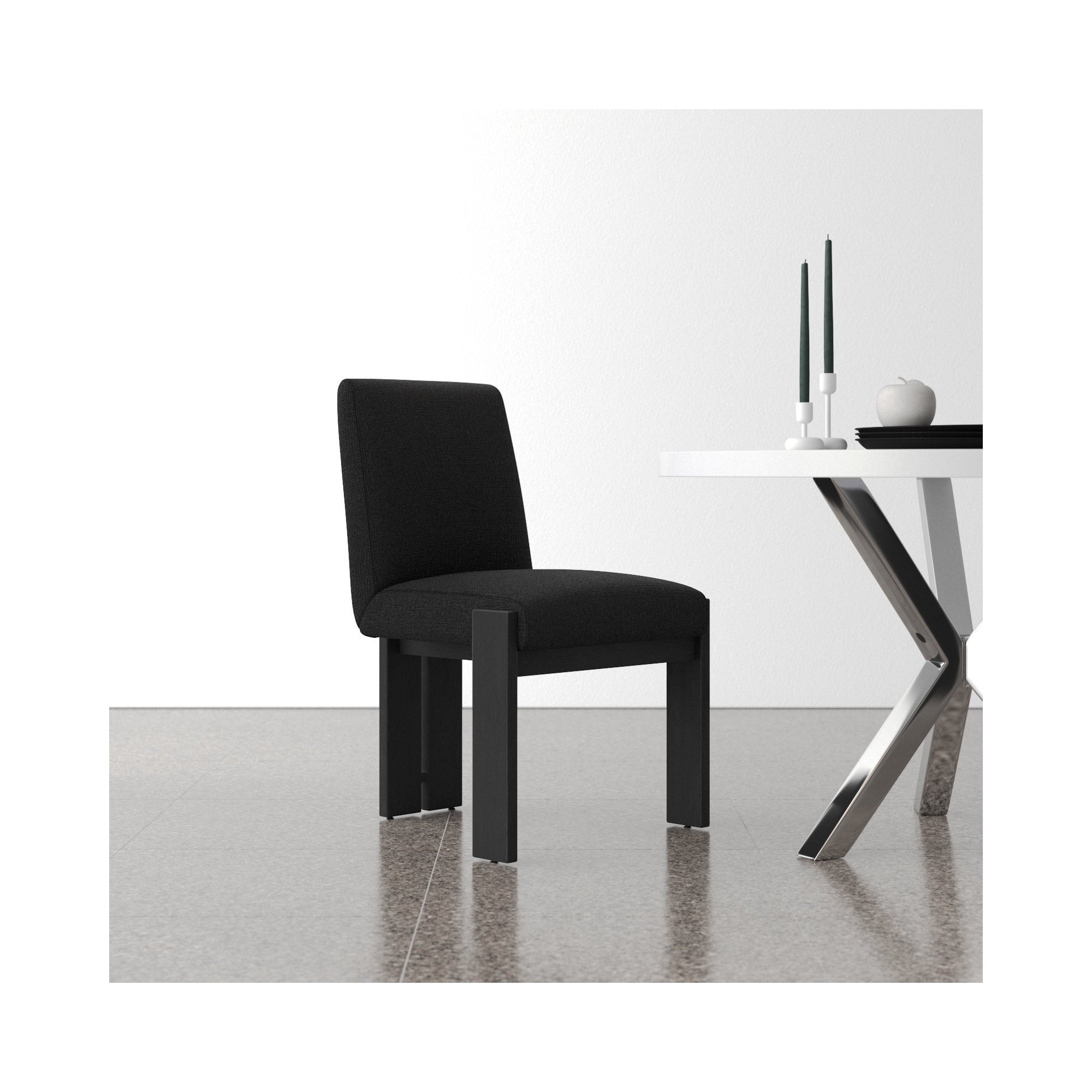 Asmund Solid Wood Upholstered Side Chair, Black, Black