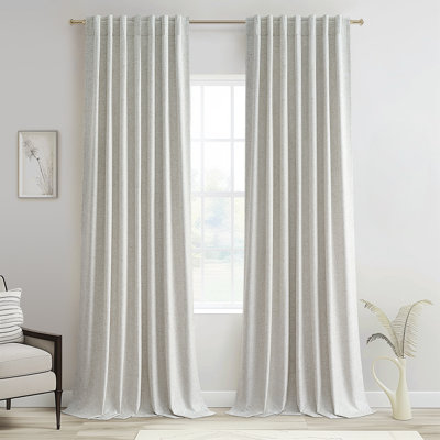 Dennan 100% Blackout Thermal Insulated Linen Drapes with Back Tab & Hooks