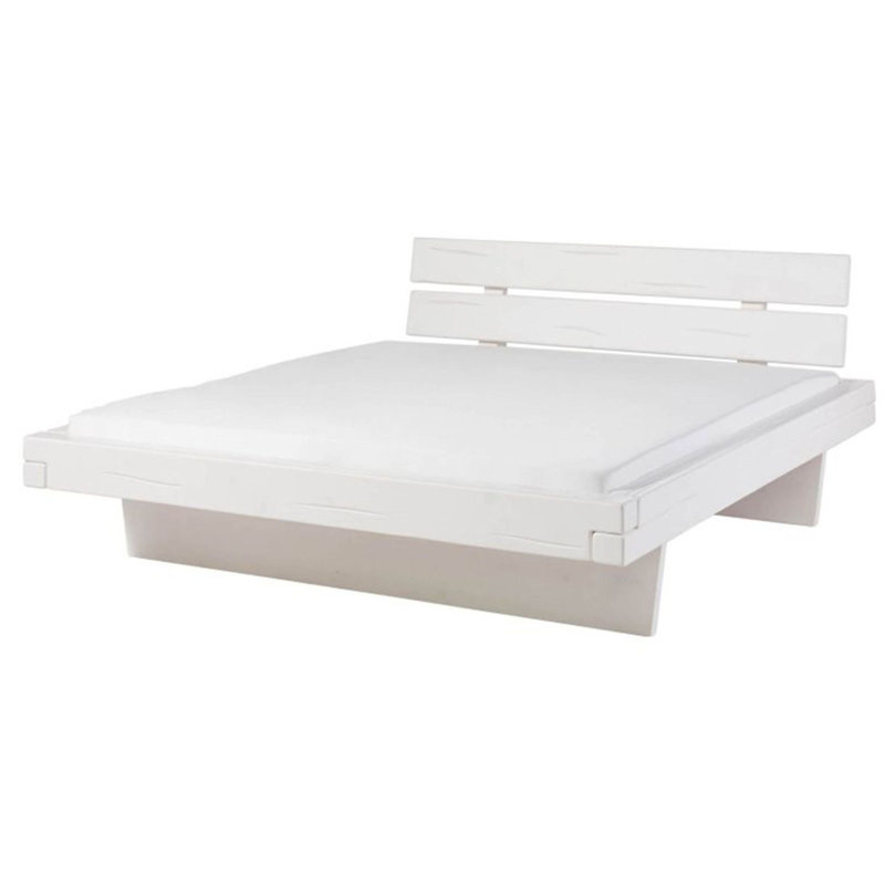 BALKENMÖBEL Solid Wood Bed, White, European Kingsize (160 x 200cm)