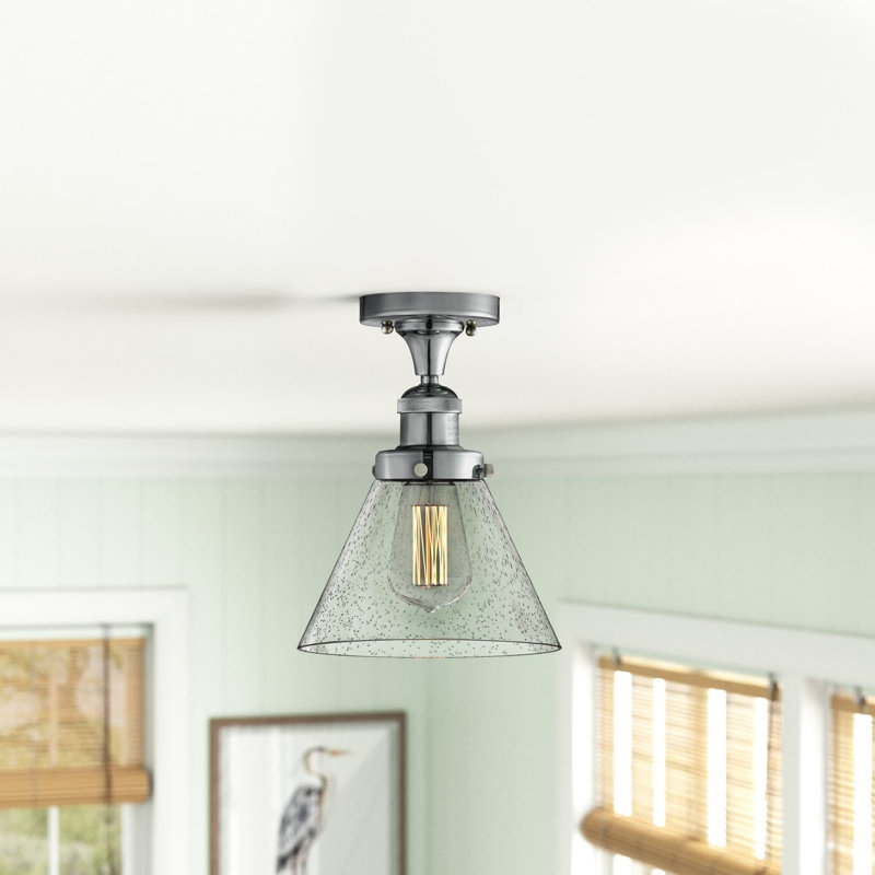 Cone 1 Light Semi-Flush Mount, Polished Chrome, Seedy