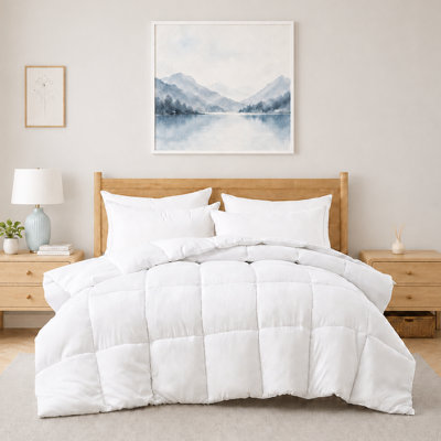 All Season White Goose Feather and Down Comforter with Cotton Cover