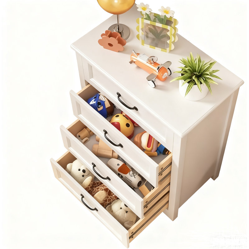 Ergica 4-Drawer Wooden Dresser, 31.5" H x 23.6" W x 15.7" D, White