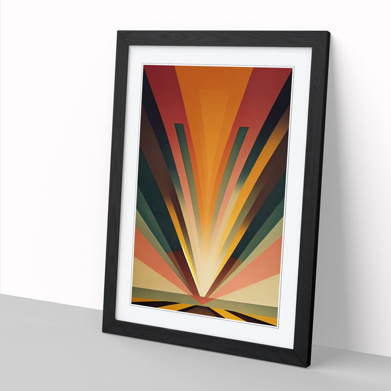 Sunset Geometric - Picture Frame Print, 64cm H x 25cm W x 2cm D, Walnut