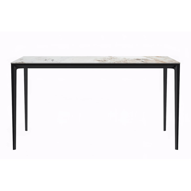 Table de salle à manger en pierre frittée Modern, Blanc gris, H 28,7 po x l 55 po x L 31,49 po