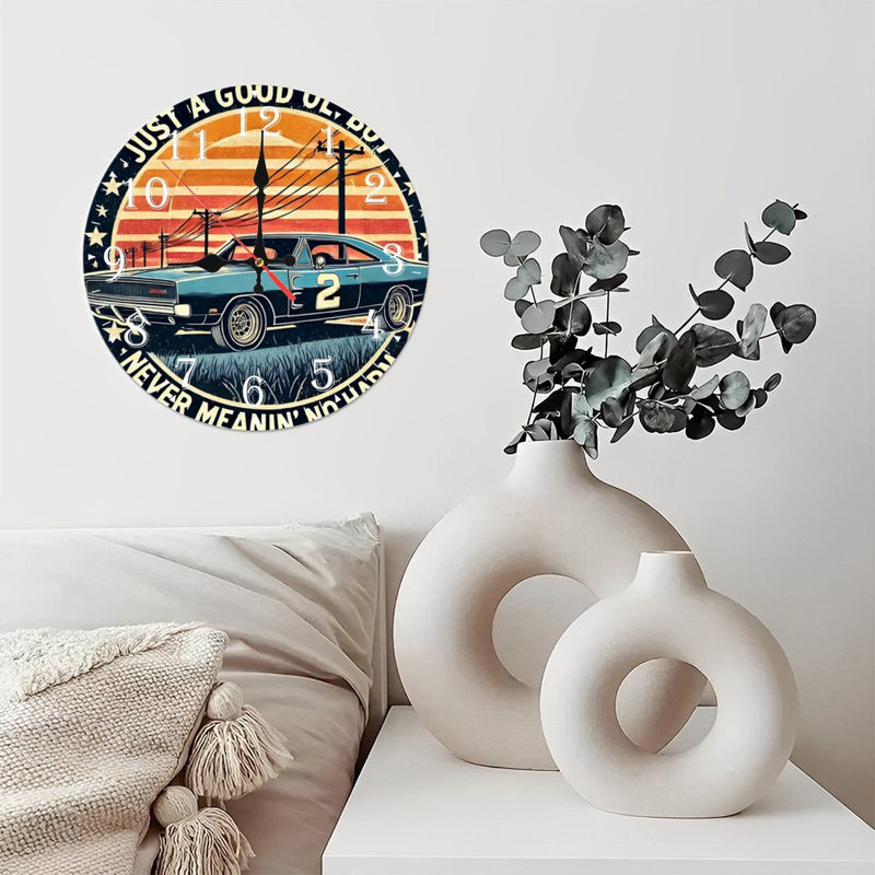 Horloge murale en bois 10 po, mouvement silencieux, à piles (piles AA non incluses), décor artistique, parfait pour les décorations