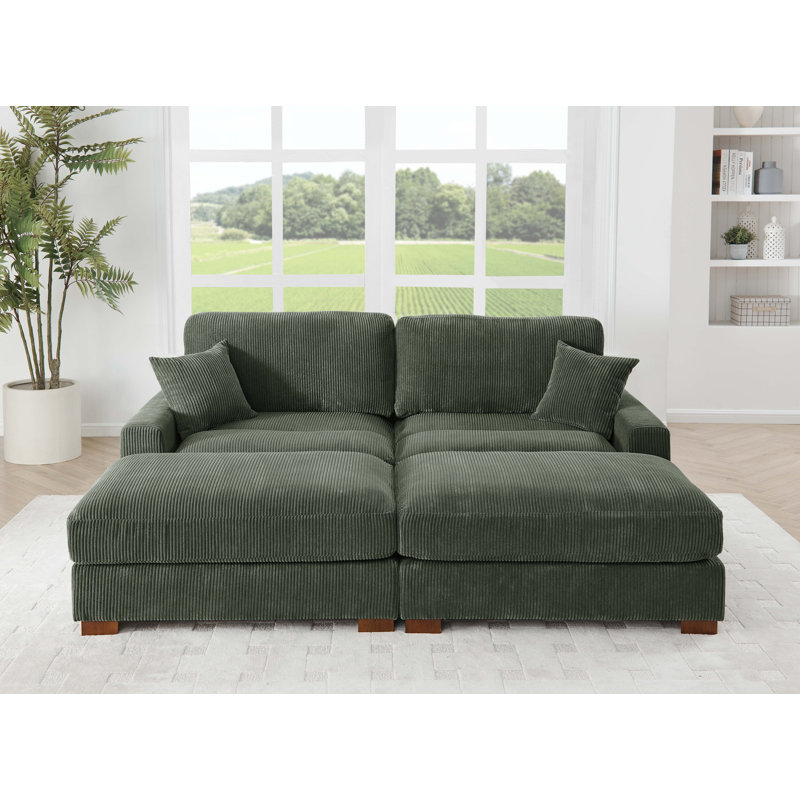 4-Pieces Modular Sofa Bed, Green