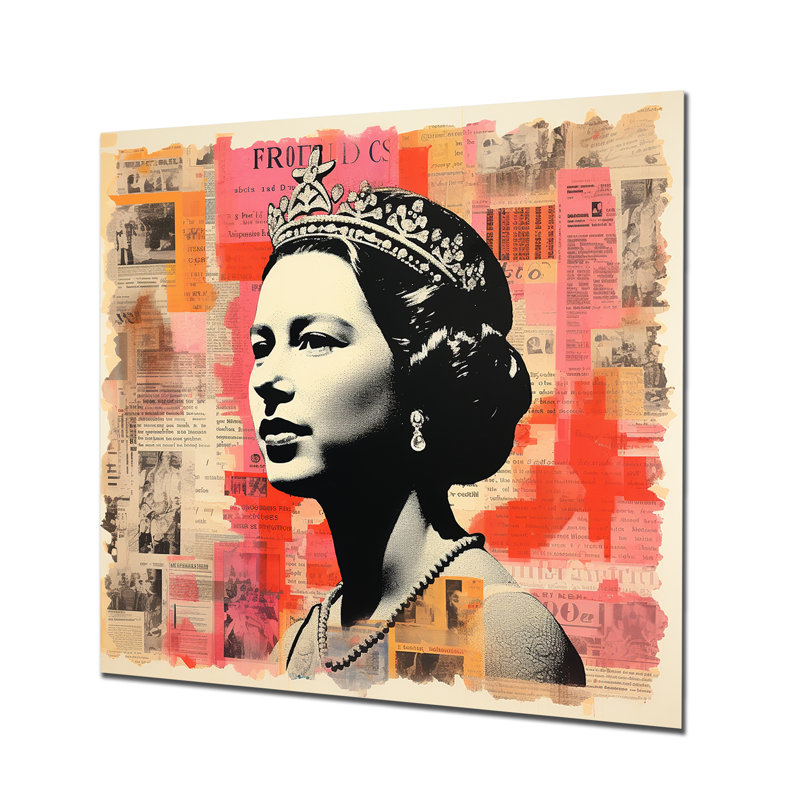 Queen Elizabeth S Magazine Collage II - célébrité, art mural en métal, H 36 po x l 36 po