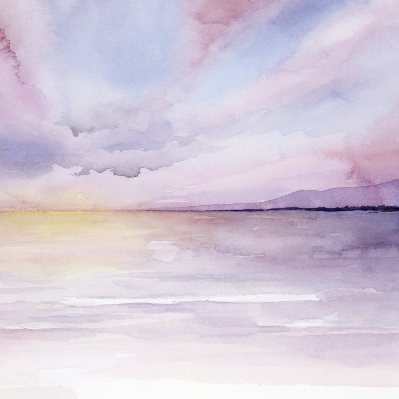 «Pale Sunset II», peinture sur toile, H 12 po x l 12 po
