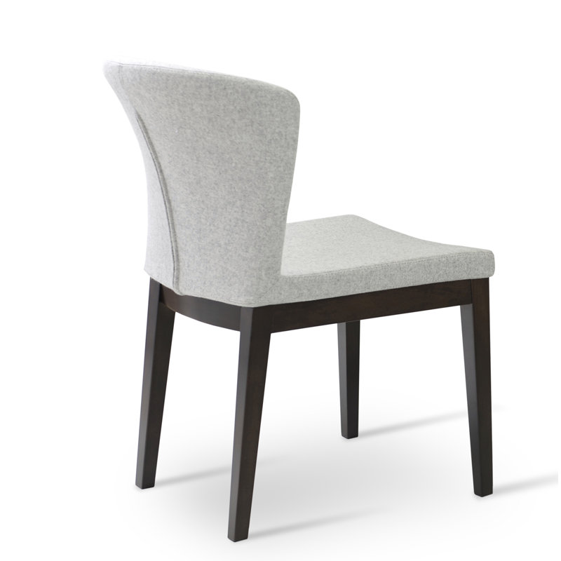 Capri Wool Solid Back Side Chair, Silver Wool, Wenge