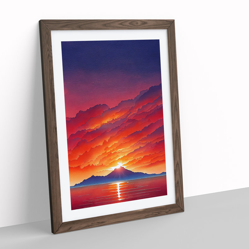 Mountain Sunset No.5 - Framed Print, 64cm H x 46cm W x 2cm D, Walnut