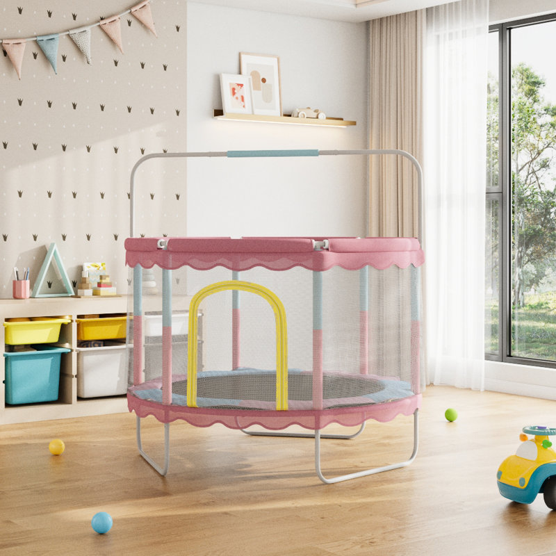 Living And Home ft Round Kid / Toddler Trampoline with Handlebar