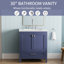 Meuble-lavabo autoportant de 30 po avec lavabo, comptoir avec lavabo rectangulaire encastré en céramique, grande porte à fermeture en douceur, structure en bois massif, meuble-lavabo-931681847