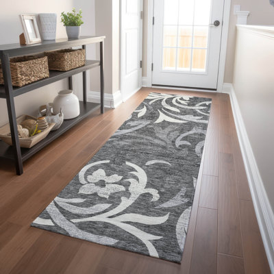 Premium Machine Washable Prisco Charcoal Rug