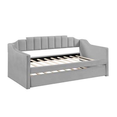 Twin Size Daybed With Trundle, Upholstered Tufted Sofa Bed -  Everly Quinn, 5BB198A2313949D5A09019658D654755