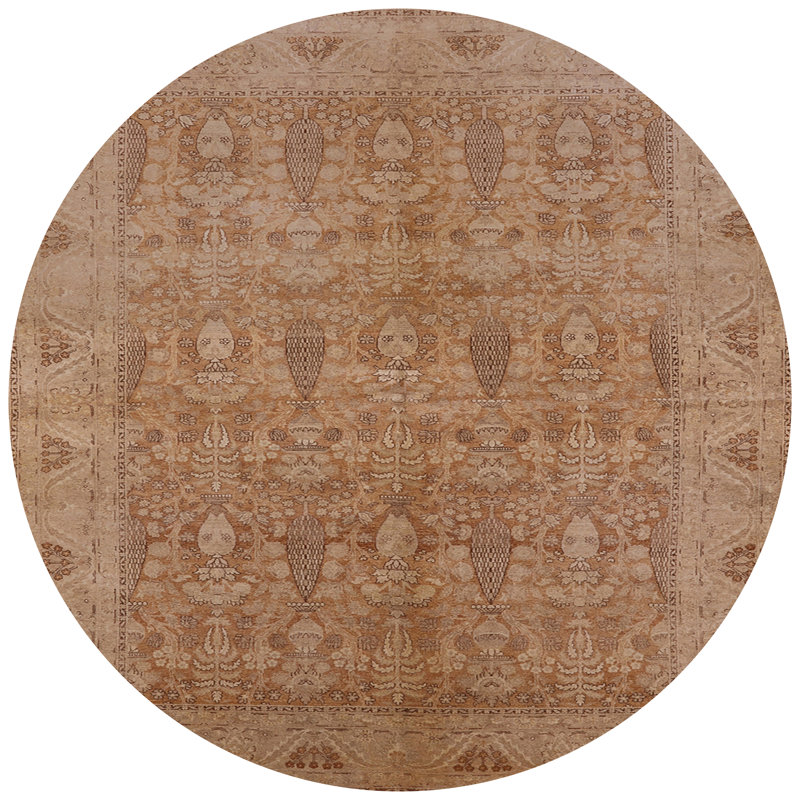 Tapis brun à motif oriental, Rond 6 pi