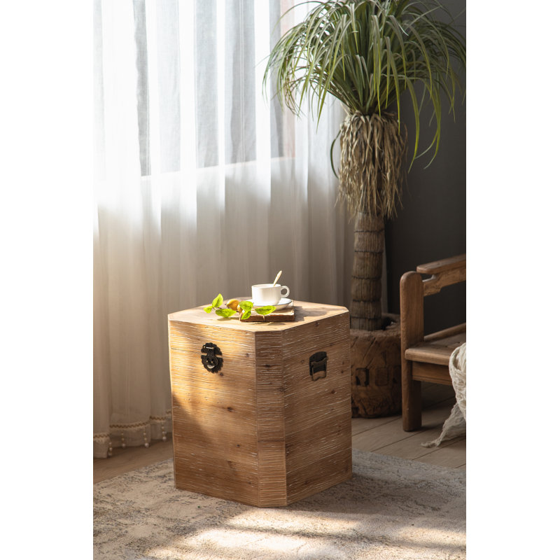 Square Natural Wood Side Table