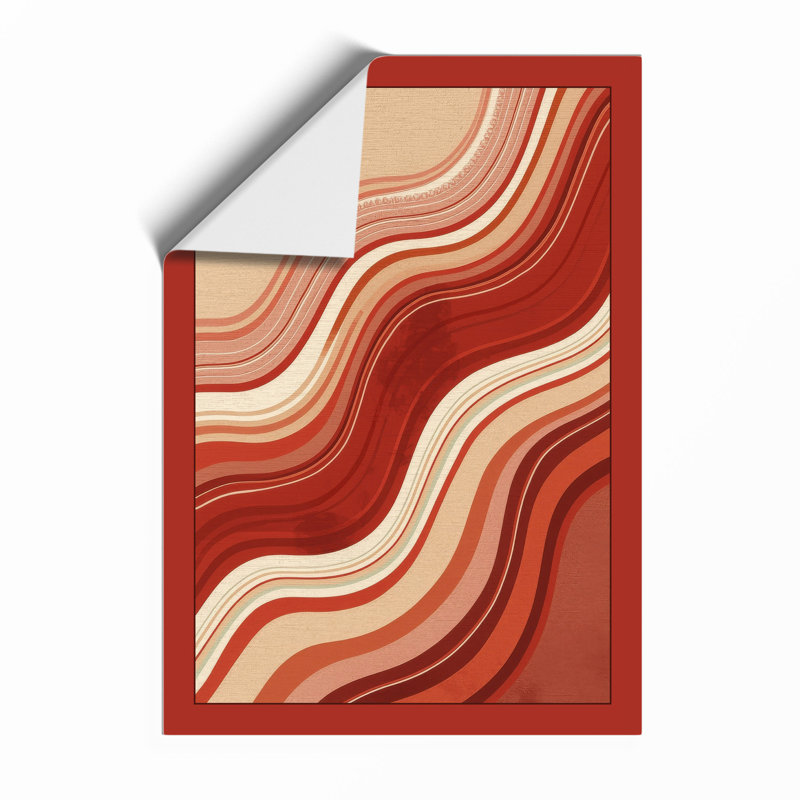 Flowing Terracotta Waves Geometric - Print, Unframed, A4 - 29.7 x 21.0 cm