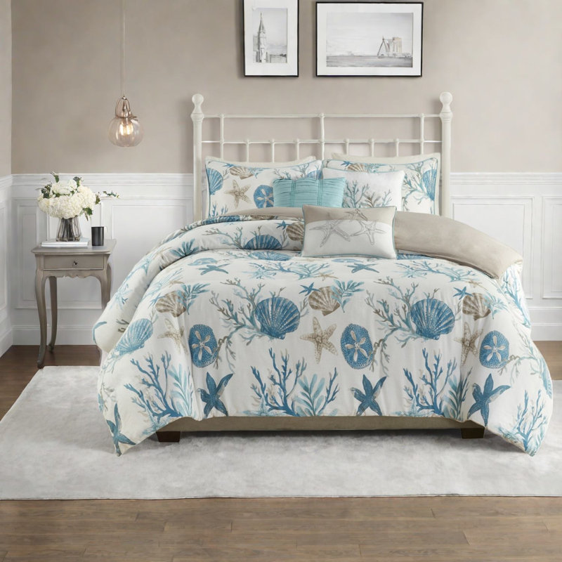 Ensembles de literie en satin de coton côtier, grand lit multicolore, décoration intérieure relaxante