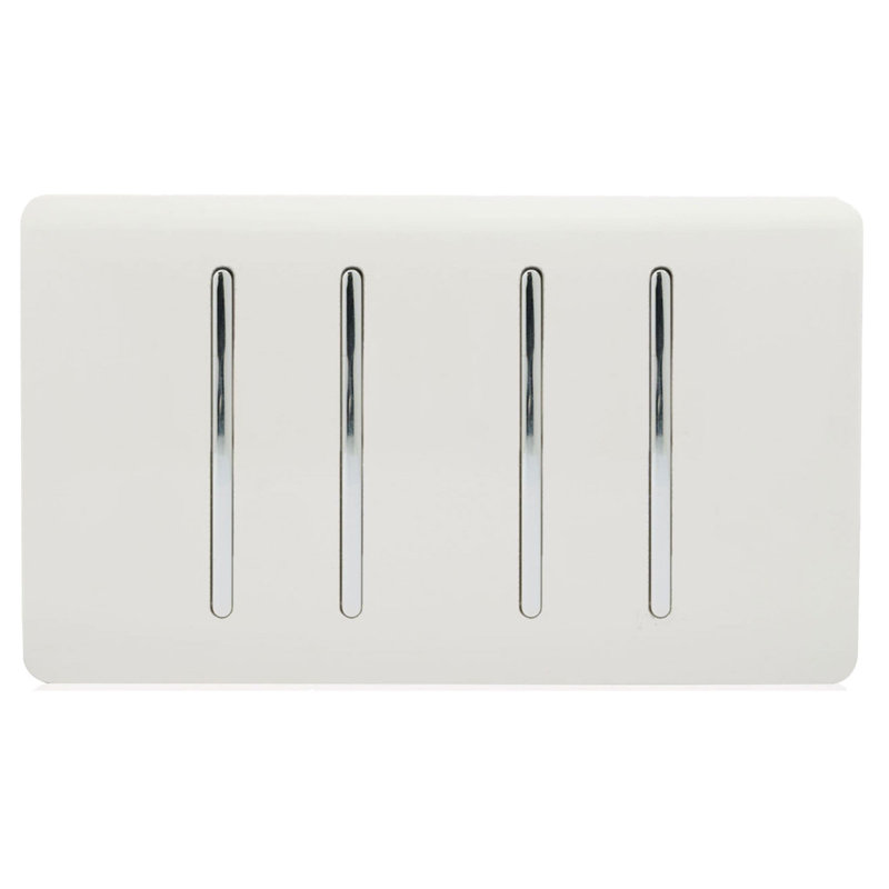 Trendi Switch 4 Gang Light Switch (2x 1 or 2 Way & 2 x Intermediate), Ice White