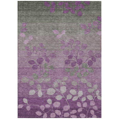 Machine Washable Indoor/Outdoor Xhevrie Purple Rug
