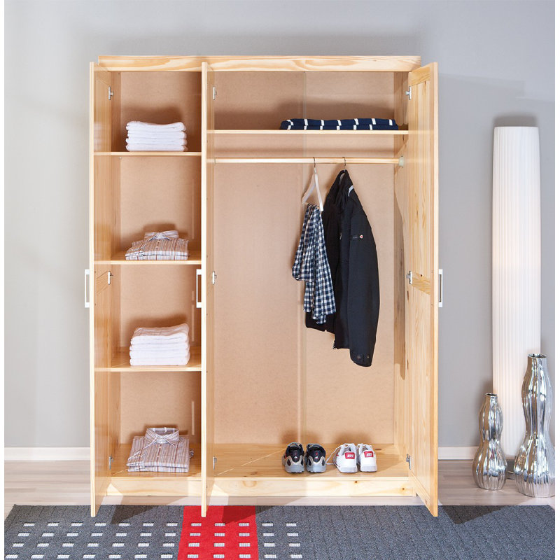 Bayfield 3 Door Solid Wood Wardrobe, Brown