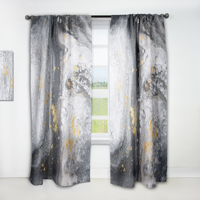 Vagues d'art en marbre noir et or noir - rideau en velours moderne - obscurcissant - 1 panneau, L 52 po x L 63 po