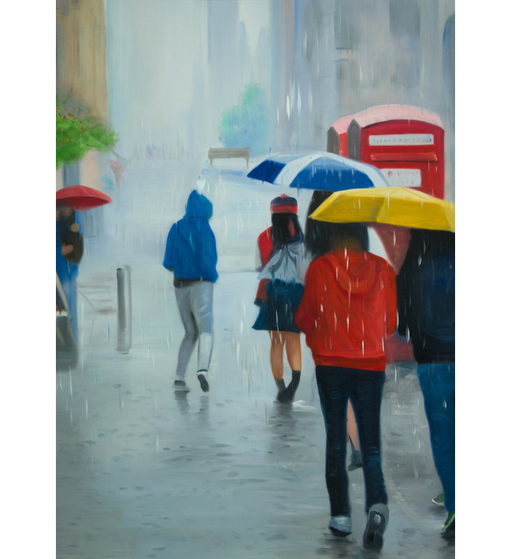 People Walking Under Umbrella Canvas | Rainy Day Decor