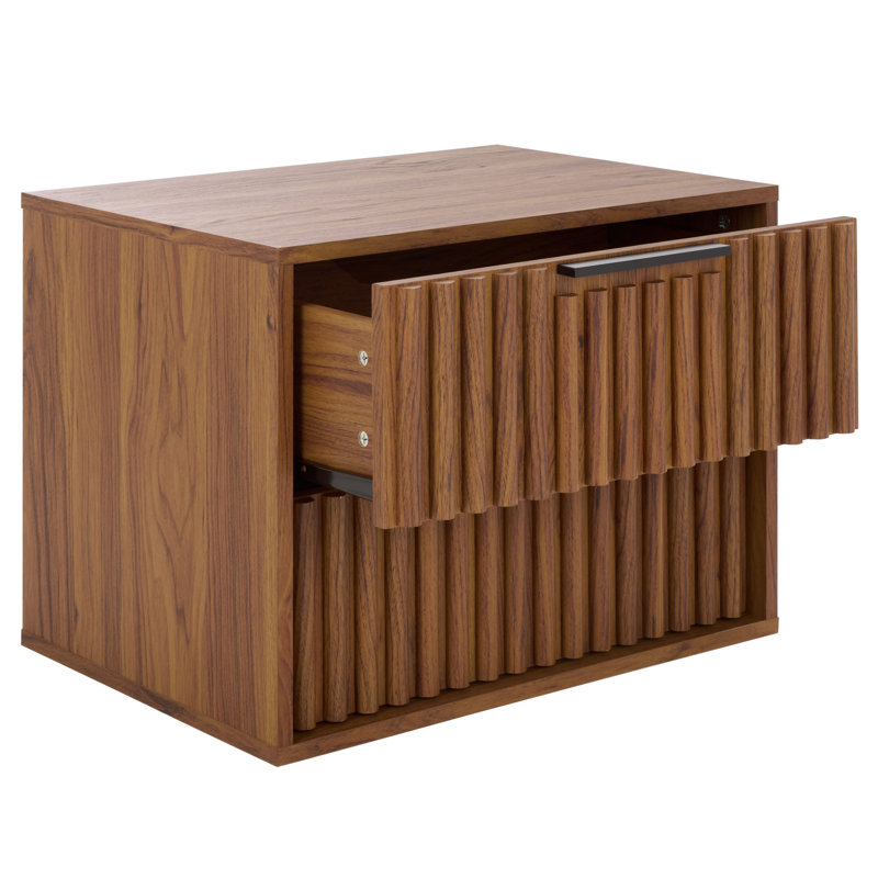 Table de chevet flottante 2 tiroirs Lylia, Noyer