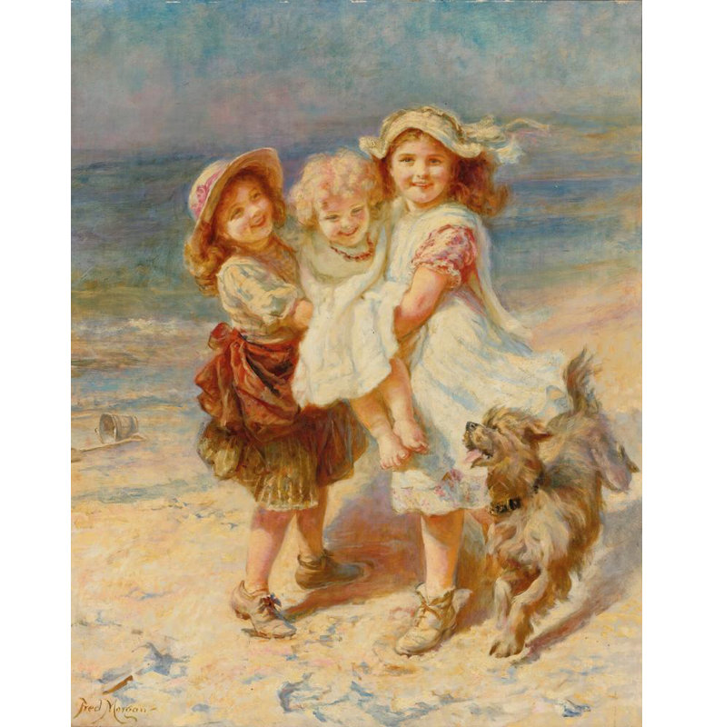 "On the Beach" par Frederick Morgan - Art mural sur toile tendue avec châssis, H 18 po x l 14 po