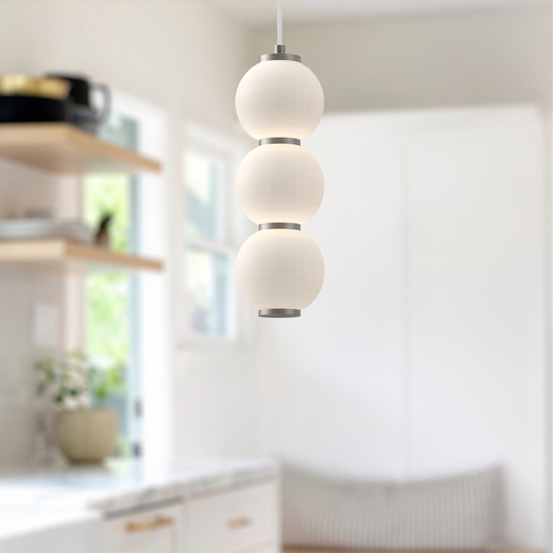 Queenstown Light Glass Steel Pendant, 19.75" H x 6.375" W x 6.375" D, Brushed Nickel