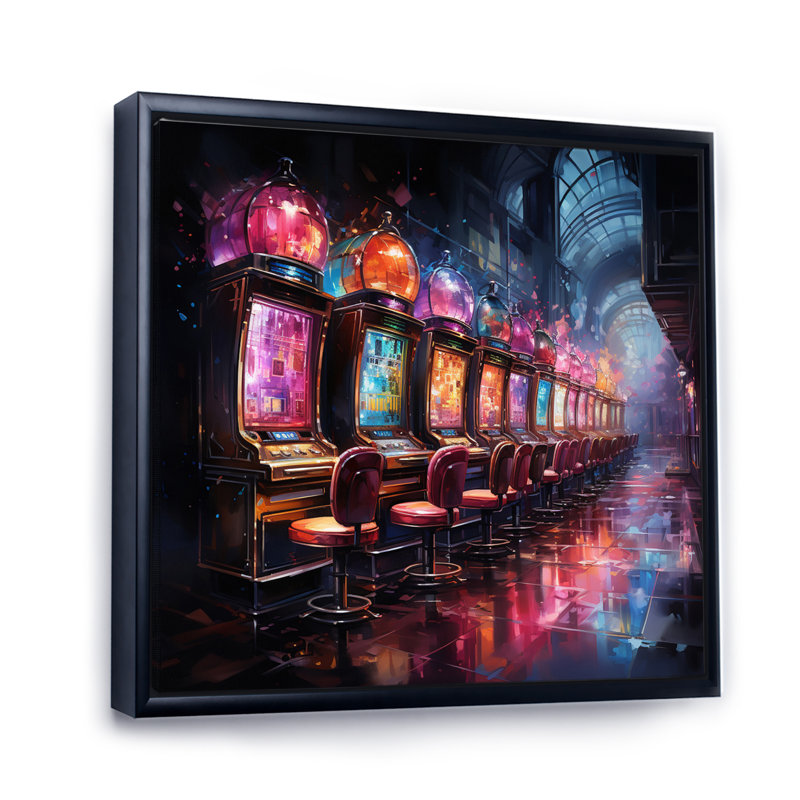 Machines à sous Casino Royale II sur toile, H 36 po x l 36 po x P 1,5 po, Cadre flottant noir