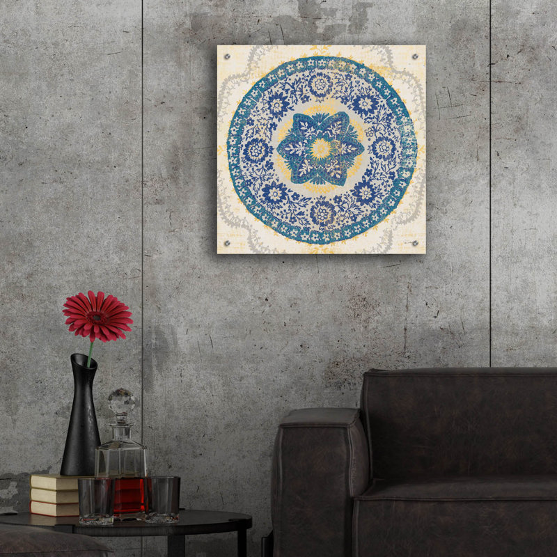 «Raja Medallion» par Sue Schlabach, art mural en verre acrylique, 24 po x 24 po, H 24 po x l 24 po x P 0,2 po