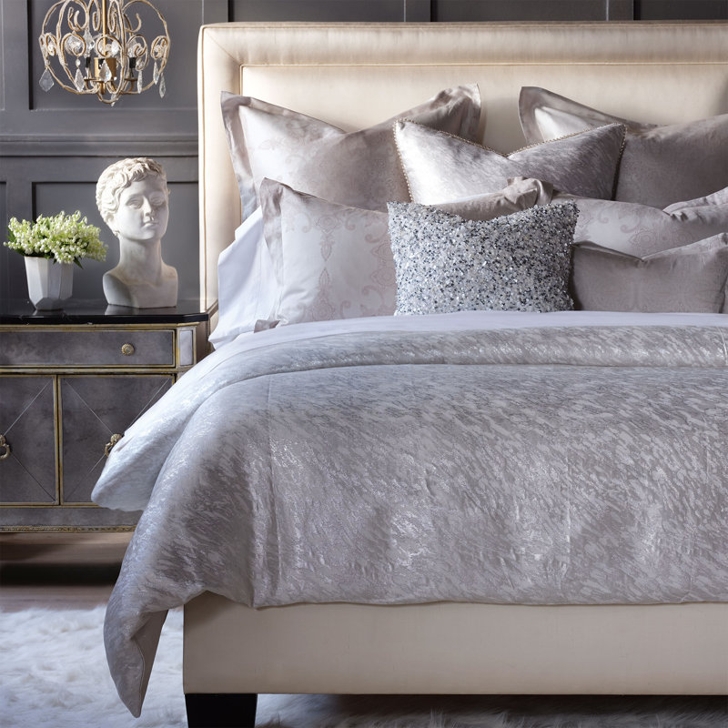 Housse de couette abstraite gris Décarie, Housse de couette pour lit simple