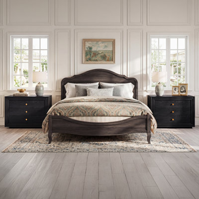 Grande table de chevet 31,5 ", table de chevet en bois avec boutons dorés pour la chambre à coucher, brun