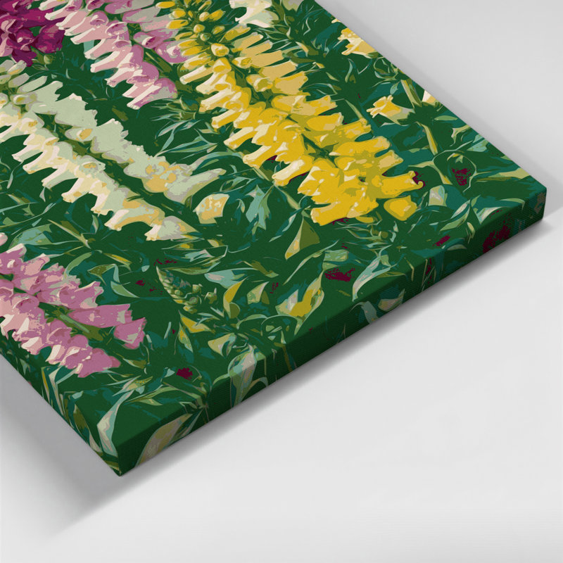 "Watercolor Botanical 25", art mural sur toile verte, H 36 po x l 24 po