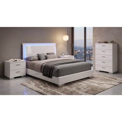 Zephyr White High Gloss Queen 4-Piece Bedroom Set