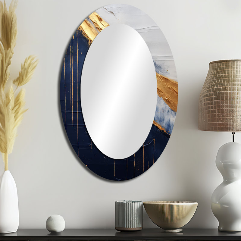 Miroir mural ovale moderne A Touch Of Gold And Kings Blue IV, 36 po x 24 po