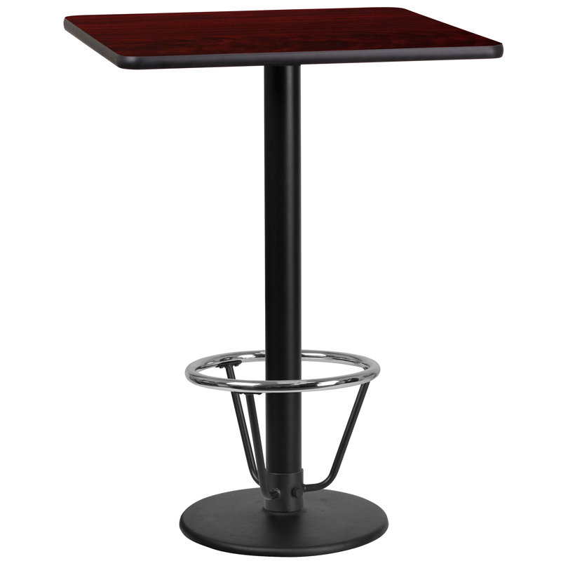 Plateau de table rectangulaire en stratifié avec base ronde et anneau de pied Basnight, Acajou