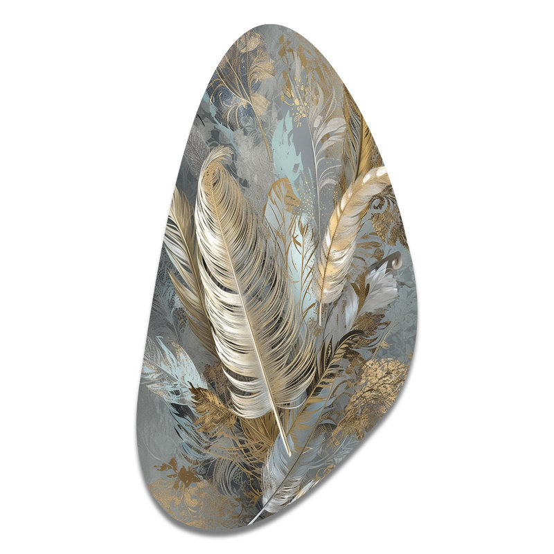 Niamh - art mural asymétrique en forme de plume glam, H 39 po x l 21 po