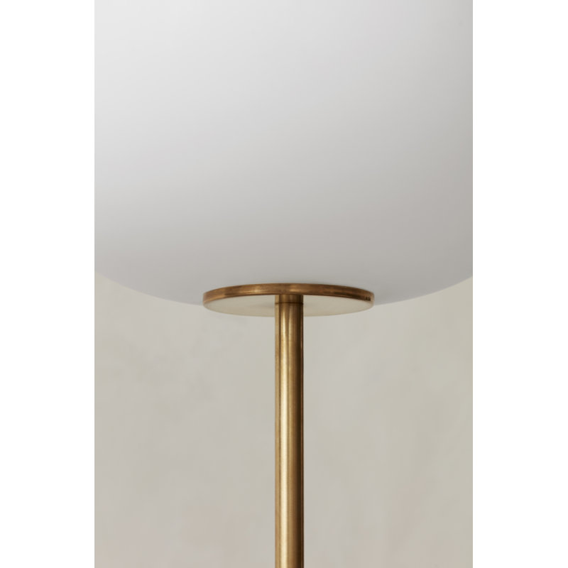 JWDA Floor Lamp, Brushed Brass/Beige Travertine Stone