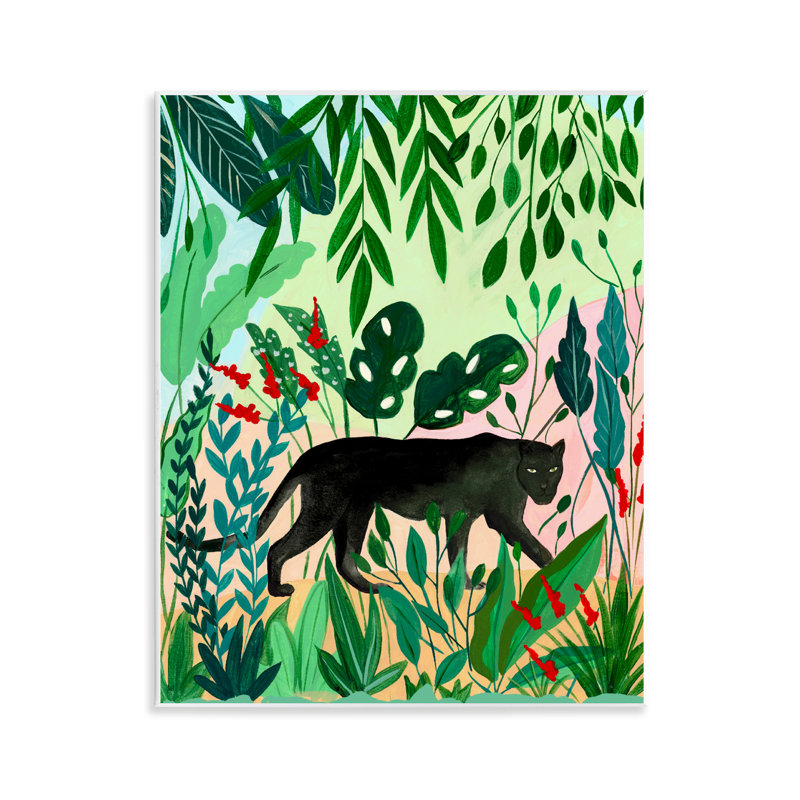 Plaque murale Stoic Panther Tropical Forest, design par Nabeela Rumi