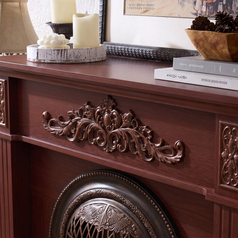 Foyer électrique de 114 cm avec manteau, meuble télé avec foyer de style champêtre et insert de foyer de 63,5 cm.