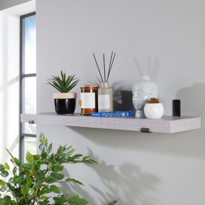 Jackson 3.8cm Chunky Shelf with Sit-On Brackets, Gray, 3.8cm H x 80cm W x 20cm D