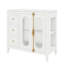 Meuble-lavabo de 36 pouces avec lavabo en céramique, armoire de rangement de salle de bain avec 3 tiroirs, 2 portes et 2 tablettes latérales ouvertes, style rétro-810627684
